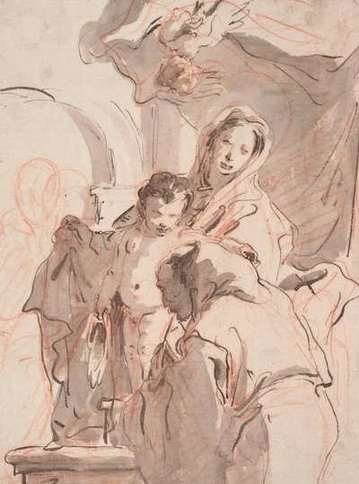 Madonna e bambino con santo, c. 1750-1760 da Giovanni Battista Tiepolo